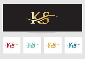 vector de logotipo ks de onda de agua. diseño de logotipo swoosh letter ks para identidad empresarial y empresarial