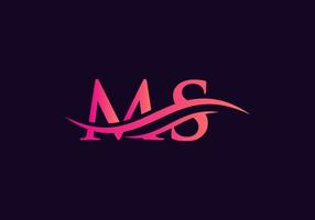 Modern MS Logo Design for business and company identity. Creative MS letter with luxury concept vector