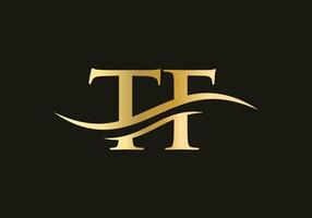vector de logotipo tf de onda de agua. diseño de logotipo swoosh letter tf para identidad empresarial y empresarial