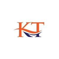 Initial Gold KT letter logo design with modern trendy. KT logo design vector
