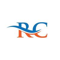 diseño de logotipo rc. diseño de logotipo de letra premium rc con concepto de onda de agua. vector