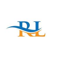vector de logotipo de onda de agua rl. diseño de logotipo swoosh letter rl para identidad empresarial y empresarial.