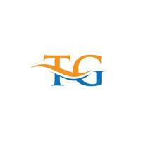 vector de logotipo tg de onda de agua. Diseño de logotipo swoosh letter tg para identidad empresarial y empresarial.