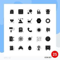 Mobile Interface Solid Glyph Set of 25 Pictograms of mobile factory money construction industry Editable Vector Design Elements