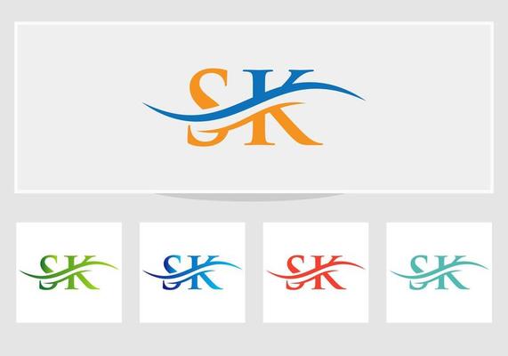 SK logo. Monogram letter SK logo design Vector. SK letter logo design with modern trendy
