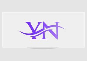 vector de diseño de logotipo yn. diseño del logotipo de la letra swoosh yn. plantilla de vector de logotipo vinculado con letra yn inicial