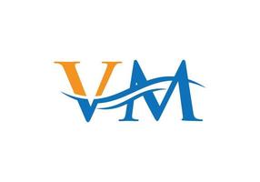 VM Logo design vector. Swoosh letter VM logo design. Initial VM letter linked logo vector template