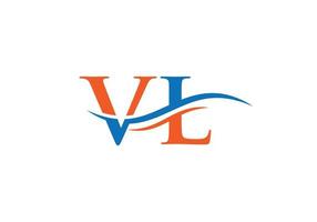 Initial VL letter linked logo vector template. Swoosh letter VL logo design. VL Logo design vector