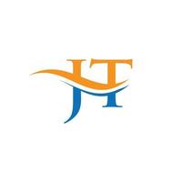 diseño del logotipo de la letra jt de swoosh para la identidad comercial y de la empresa. logotipo de onda de agua jt con moda moderna vector
