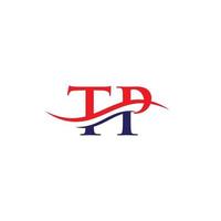 plantilla de vector de logotipo vinculado a la letra inicial tp. diseño del logotipo de la letra swoosh tp. vector de diseño de logotipo tp
