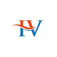 diseño del logotipo de la letra swoosh iv para la identidad empresarial y empresarial. logotipo de onda de agua iv con moda moderna vector