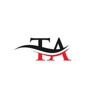 TA logo Design. Premium Letter TA Logo Design with water wave concept. vector