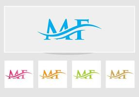 vector de logotipo mf de onda de agua. diseño de logotipo swoosh letter mf para identidad empresarial y empresarial