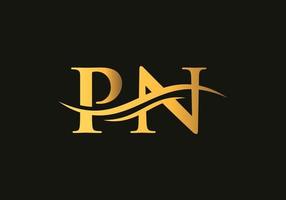 PN logo Design. Premium Letter PN Logo Design with water wave concept vector