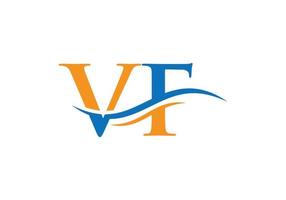 vector de logotipo vf de onda de agua. diseño de logotipo swoosh letter vf para identidad empresarial y empresarial