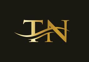 TN logo Design. Premium Letter TN Logo Design with water wave concept vector