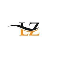 vector de diseño de logotipo lz. diseño de logotipo de letra swoosh lz
