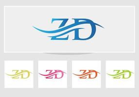 Swoosh Letter ZD Logo Design for business and company identity. Water Wave ZD Logo with modern trendy vector