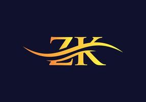 ZK logo. Monogram letter ZK logo design Vector. ZK letter logo design with modern trendy vector