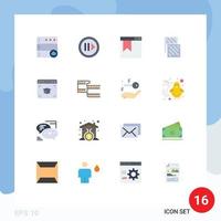 Pack of 16 Modern Flat Colors Signs and Symbols for Web Print Media such as cap material browser future electronic Editable Pack of Creative Vector Design Elements