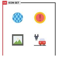 Stock Vector Icon Pack of 4 Line Signs and Symbols for globe photo about question car Editable Vector Design Elements