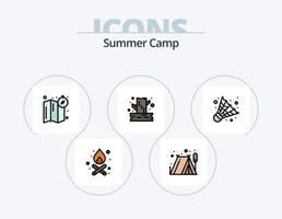 línea de campamento de verano lleno de icono paquete 5 diseño de icono. . cuchillo. selva. senderismo. bolsillo vector