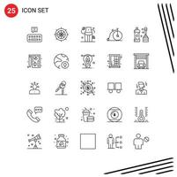 conjunto de 25 iconos de ui modernos símbolos signos para vehículos más limpios dieta transporte bicicleta elementos de diseño vectorial editables vector