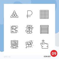 Universal Icon Symbols Group of 9 Modern Outlines of transport cancel ride layout cab application Editable Vector Design Elements