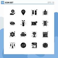 16 Creative Icons Modern Signs and Symbols of look eye science loan dollar Editable Vector Design Elements