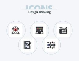 línea de pensamiento de diseño paquete de iconos llenos de 5 diseño de iconos. digital. vector. papel. expediente. más vector