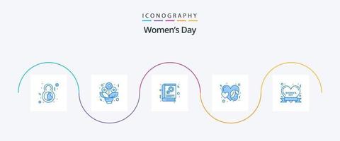 Womens Day Blue 5 Icon Pack Including day. face. book. event. heart vector