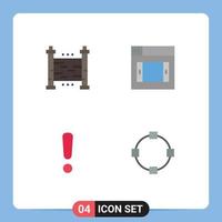 Modern Set of 4 Flat Icons Pictograph of fences warning yard mobile circle Editable Vector Design Elements