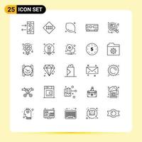 Modern Set of 25 Lines Pictograph of vehicle combo road sign bus lemon Editable Vector Design Elements