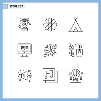 9 Outline concept for Websites Mobile and Apps problem encryption holidays ddos cryptography Editable Vector Design Elements