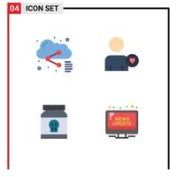 Pack of 4 Modern Flat Icons Signs and Symbols for Web Print Media such as cloud poison sharing heart toxic Editable Vector Design Elements