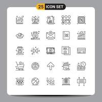 Set of 25 Modern UI Icons Symbols Signs for bitcoin secure analysis protection seo report Editable Vector Design Elements