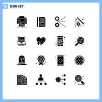 16 Thematic Vector Solid Glyphs and Editable Symbols of computer seo chart money tool Editable Vector Design Elements