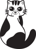illustration de sourire de chat rayé mignon dessiné à la main dans un style doodle png