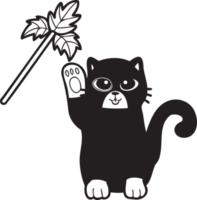Hand Drawn cat playing with toys illustration in doodle style png