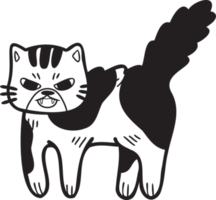 ilustración de gato rayado enojado dibujado a mano en estilo garabato png