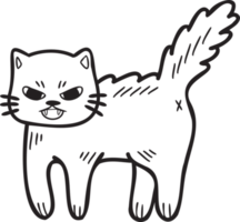 illustration de chat en colère dessiné à la main dans un style doodle png