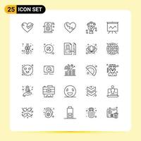 Line Pack of 25 Universal Symbols of gift bouquet iot gift like Editable Vector Design Elements