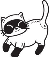illustration de chat marchant dessiné à la main dans un style doodle png