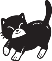 Hand Drawn walking cat illustration in doodle style png