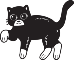 ilustración de gato caminando dibujada a mano en estilo garabato png