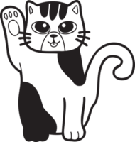 maneki neko dessiné à la main ou illustration de chat rayé chanceux dans un style doodle png