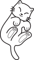 Hand Drawn Sleeping cat showing belly illustration in doodle style png