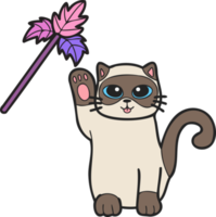 Hand Drawn cat playing with toys illustration in doodle style png