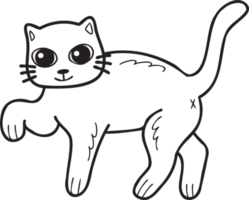 Hand Drawn walking cat illustration in doodle style png