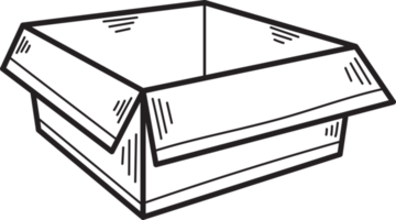 Hand Drawn open box illustration in doodle style png